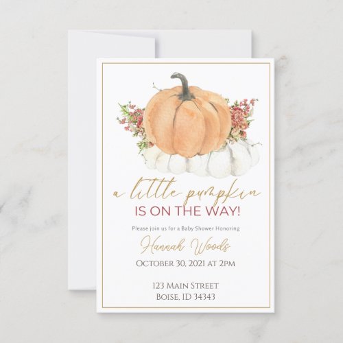 Elegant Pumpkin floral baby shower  Invitation