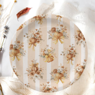 Elegant Pumpkin Floral Baby Shower Paper Plates