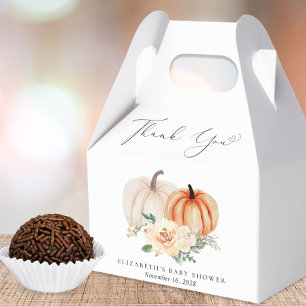 Elegant Pumpkin Floral Baby Shower Thank You Favor Boxes