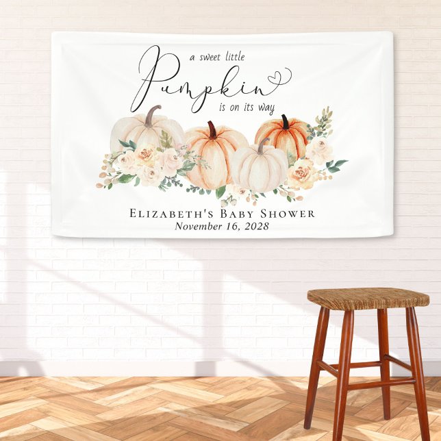 Elegant Pumpkin Floral Baby Shower Welcome Banner (Creator Uploaded)