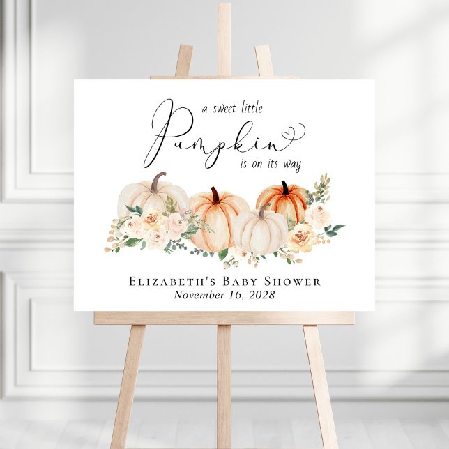 Elegant Pumpkin Floral Baby Shower Welcome Foam Board (Creator Uploaded)