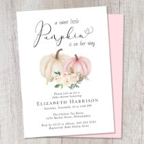 Elegant Pumpkin Floral Girl Baby Shower Invitation