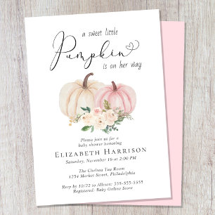 Elegant Pumpkin Floral Girl Baby Shower Invitation
