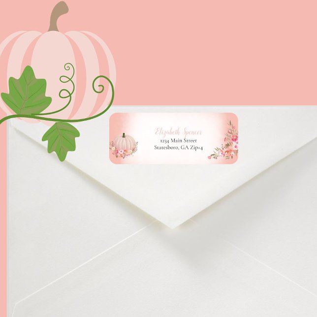 Elegant Pumpkin Floral Return Address Label (Creator Uploaded)