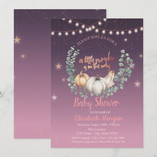 Elegant Pumpkin,Floral,String Lights Baby Shower Invitation