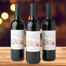 Elegant Pumpkin Floral Watercolor Baby Girl Shower Wine Label