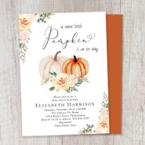 Elegant Pumpkin Floral Watercolor Baby Shower Invitation