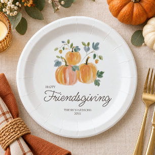 Elegant Pumpkin Friendsgiving Paper Plates