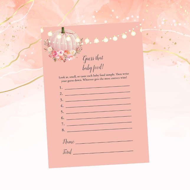 Elegant Pumpkin Guess The Baby Food Shower Game Invitation (Creator Uploaded)
