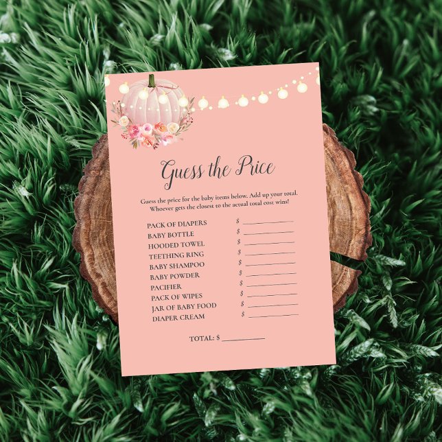 Elegant Pumpkin Guess The Price Baby Shower Game Invitation (Creator Uploaded)