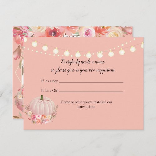 Elegant Pumpkin Name Suggestions Baby Shower Game Invitation