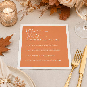 Elegant Pumpkin Orange Fun Facts Wedding Napkins
