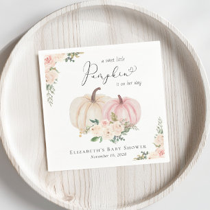 Elegant Pumpkin Pink Floral Baby Girl Shower Napkins