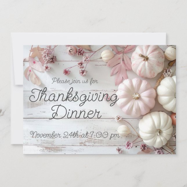 Elegant Pumpkin Thanksgiving Dinner Invitation (Front)