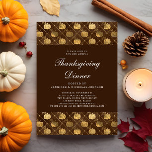 Elegant Pumpkin Thanksgiving Dinner Party Invitation
