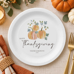 Elegant Pumpkin Thanksgiving Paper Plates