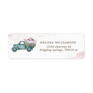 elegant pumpkin truck pink floral return address l label