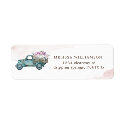 elegant pumpkin truck pink floral return address l label