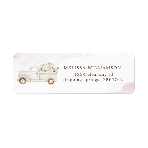 elegant pumpkin truck pink floral return address label