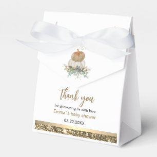 Elegant Pumpkin White and Gold Thank You Favor Boxes