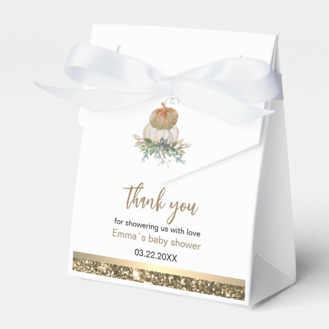 Elegant Pumpkin White and Gold Thank You  Favor Boxes (Front Side)