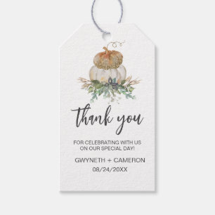 Elegant Pumpkin White and Gold Thank You Favor Gift Tags