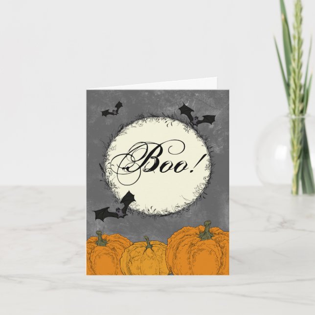 Elegant Pumpkins and Bats Card (Front)