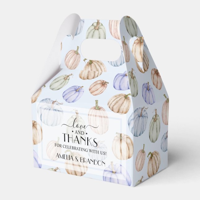 Elegant Pumpkins Blue Boy Baby Shower Favor Box (Front Side)