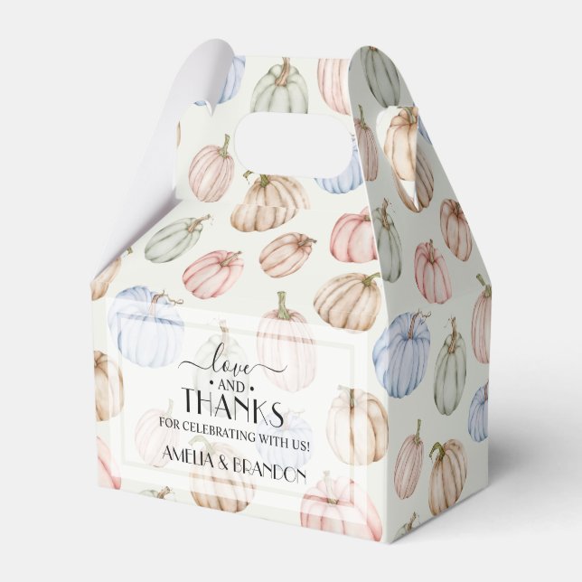 Elegant Pumpkins Neutral Baby Shower Favor Boxes (Front Side)