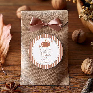 Elegant Pumpkins & Pacifiers Baby Shower Favor Classic Round Sticker