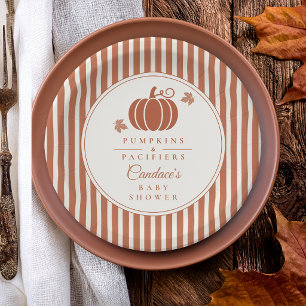 Elegant Pumpkins & Pacifiers Baby Shower Paper Plates