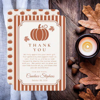 Elegant Pumpkins & Pacifiers Fall Baby Shower Thank You Card