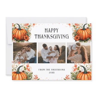 Elegant Pumpkins Photo Happy Thanksgiving Card