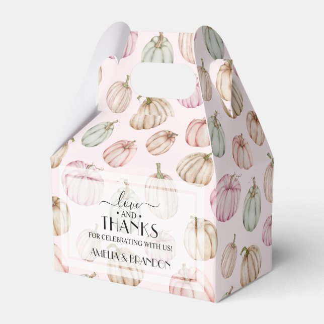 Elegant Pumpkins Pink Girl Baby Shower Small Favor Boxes (Front Side)