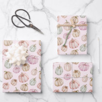 Elegant Pumpkins Pink Girl Baby Shower Wrapping Paper Sheets