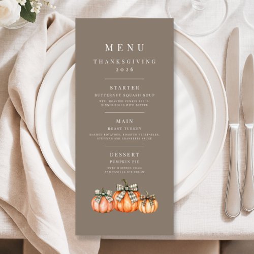 Elegant Pumpkins Thanksgiving Menu