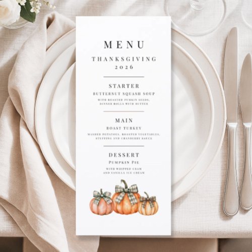 Elegant Pumpkins Thanksgiving Menu