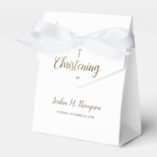 Elegant Pure White Gold cross Custom Christening Favor Boxes