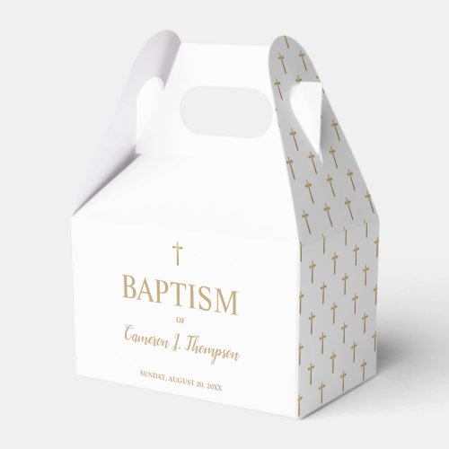 Elegant pure white Gold gross pattern Baby Baptism Favor Boxes