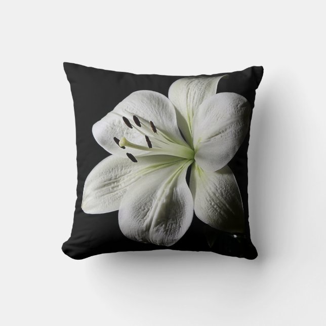 Elegant Pure White Lily Throw Pillow (Front)