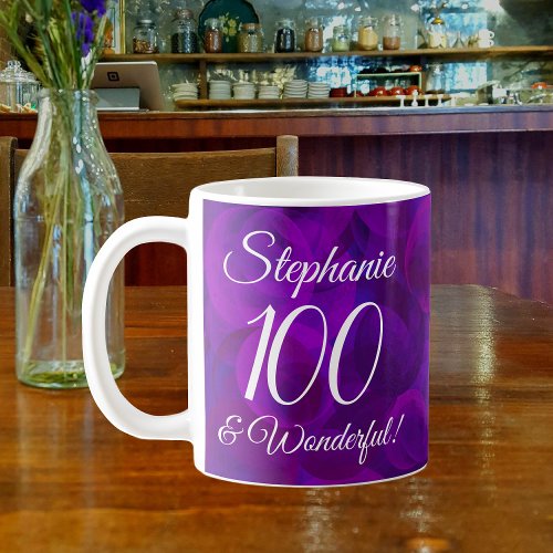 Elegant Purple 100 and Wonderful Birthday  Coffee Mug