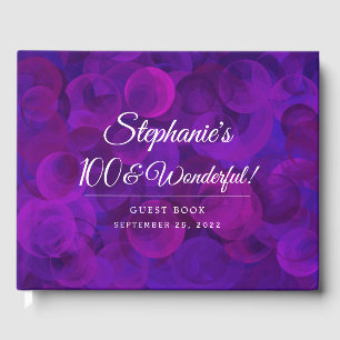 Elegant Purple 100 and Wonderful Birthday Party Guest Book