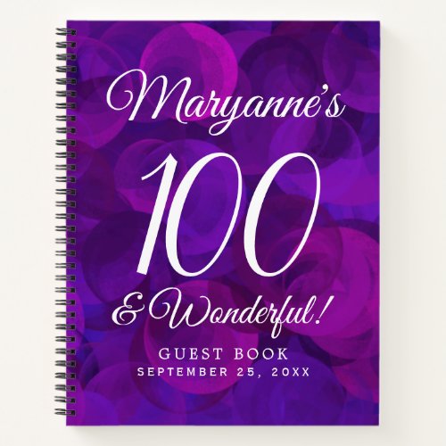 Elegant Purple 100 and Wonderful Birthday Party Notebook