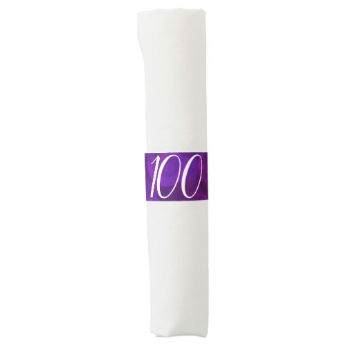 Elegant Purple 100th Birthday Party Napkin Bands