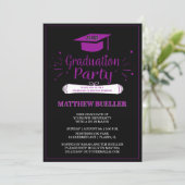 Elegant Purple 2018 Grad Cap Graduation Party Invitation (Standing Front)