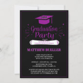 Elegant Purple 2018 Grad Cap Graduation Party Invitation (Front)