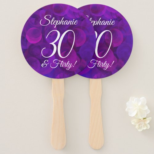 Elegant Purple 30 and Flirty Birthday Hand Fan