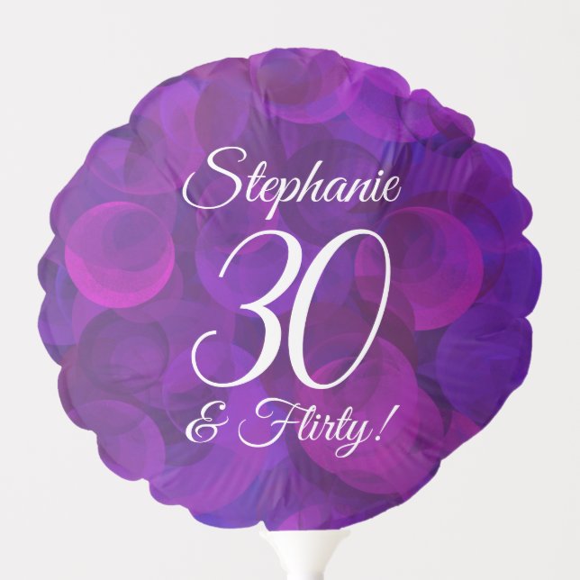 Elegant Purple 30 and Flirty Birthday Party Balloon (Front)