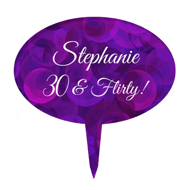 Elegant Purple 30 and Flirty Birthday Party Cake Topper (Front)