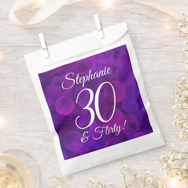 Elegant Purple 30 and Flirty Birthday Party Favor Bag (Clipped)